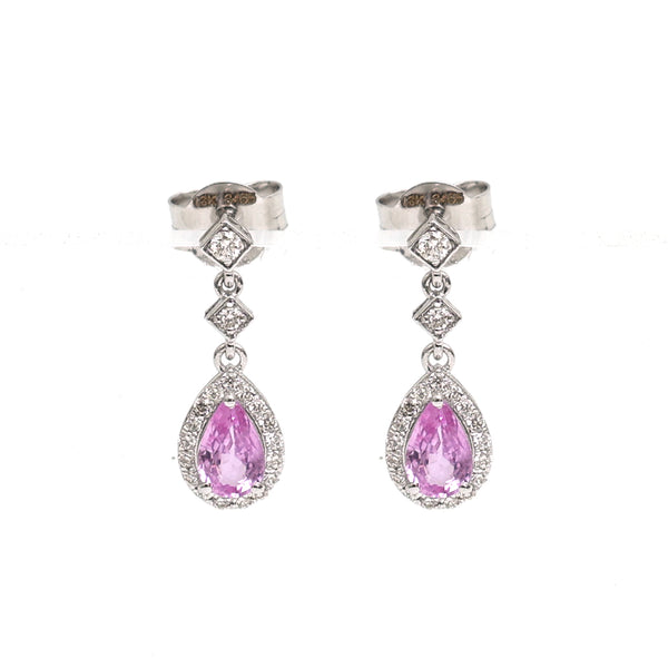 Pink Sapphire Diamond Earrings