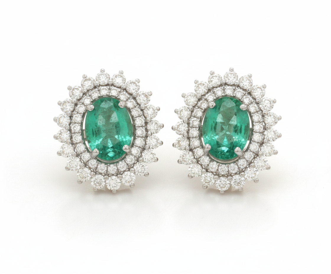 Diamond Emerald Earring