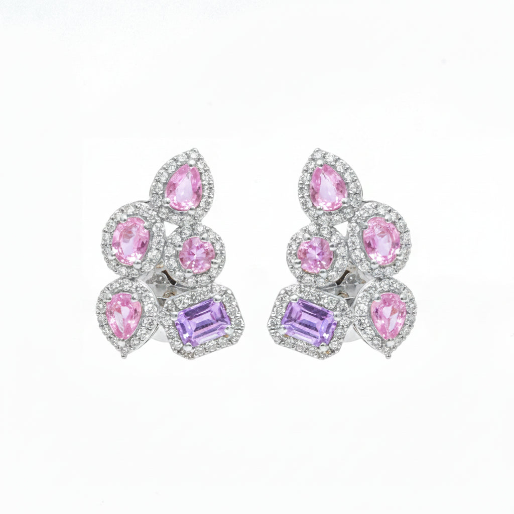 Pink Sapphire Diamond Earring