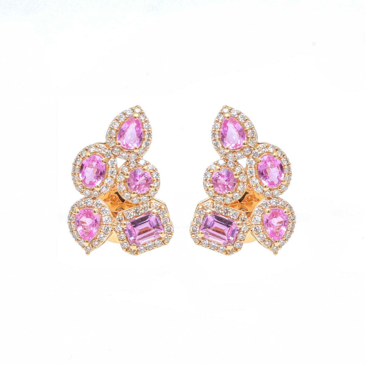 Pink Sapphire Diamond Earring