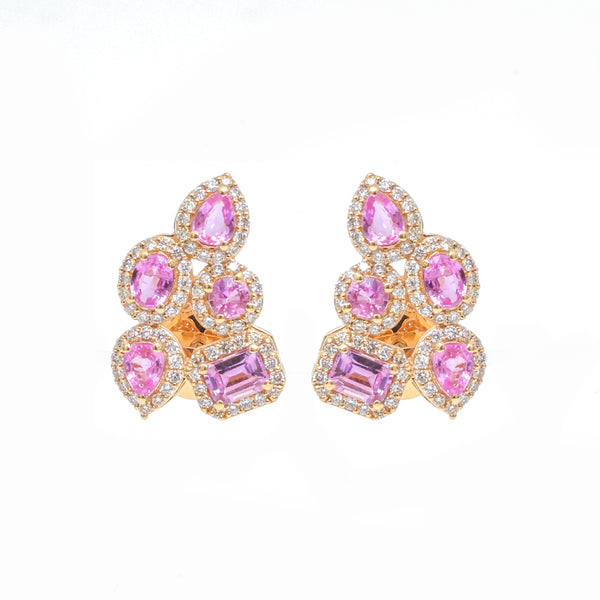JPERG-3495/9357 Pink Sapphire Diamond Earring