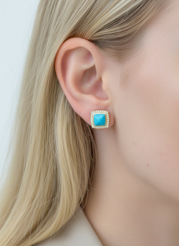 JPERG-3500/9362 Turquoise Diamond Earring