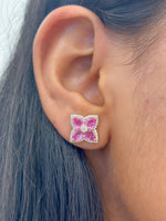 Pink Sapphire Diamond Earrings