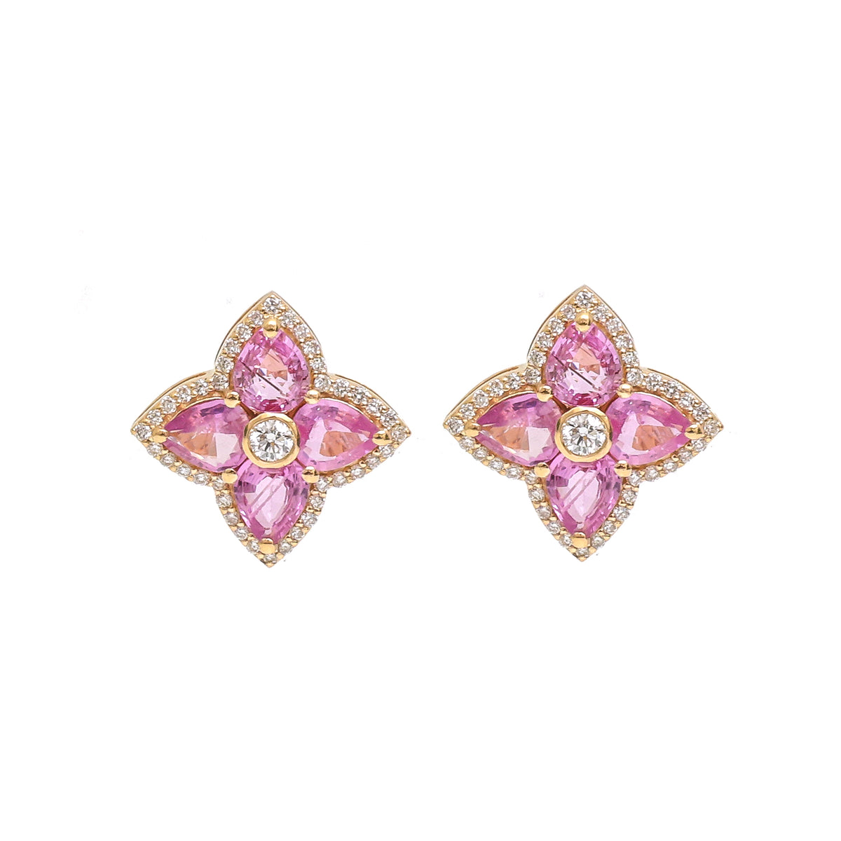 Pink Sapphire Diamond Earrings