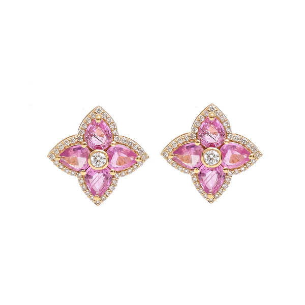 Pink Sapphire Diamond Earrings