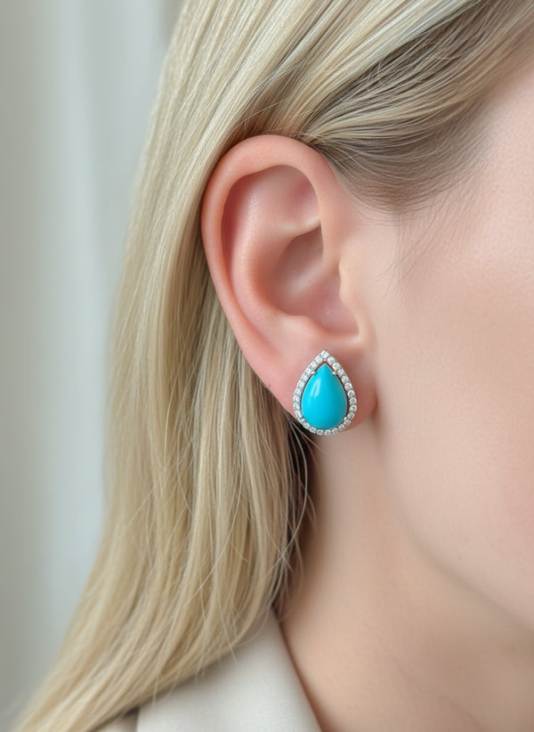 JPERG-3510/9421 Turquoise Diamond Earring
