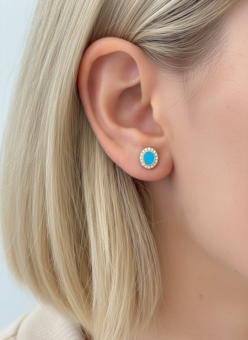 Turquoise Diamond Earring