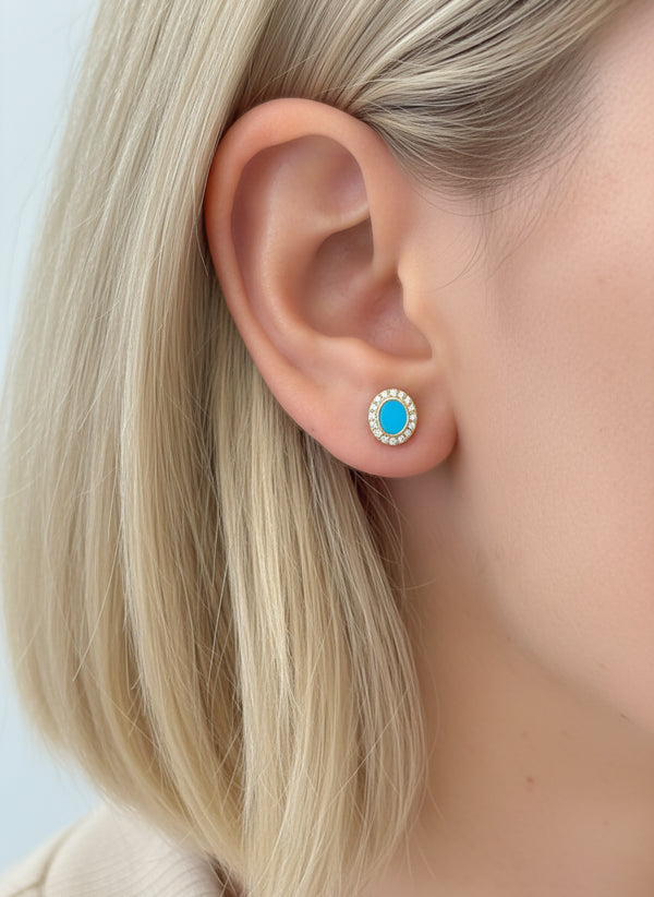 JPERG-3515/9446 Turquoise Diamond Earring