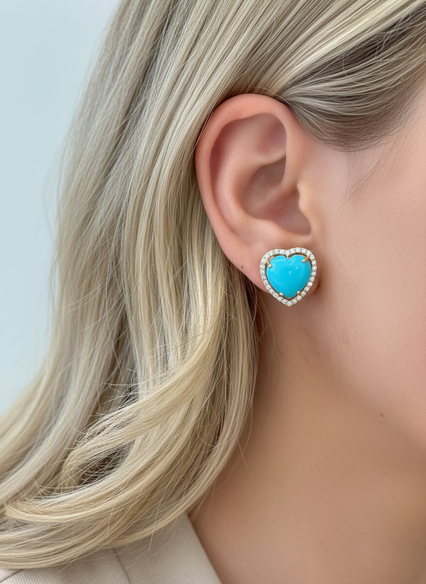 JPERG-3524/9455 Turquoise Diamond Earring