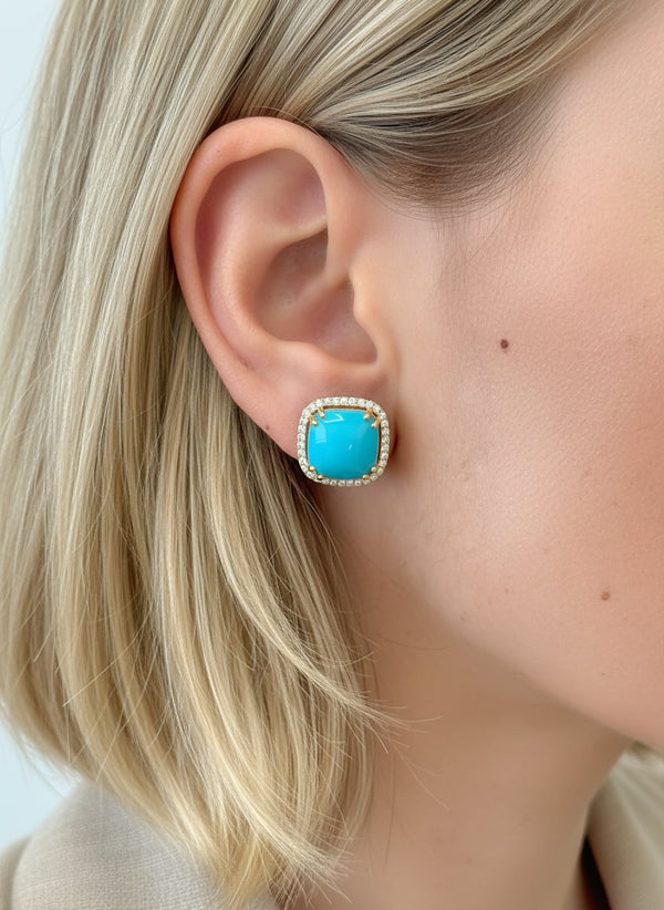 JPERG-3525/9456 Turquoise Diamond Earring