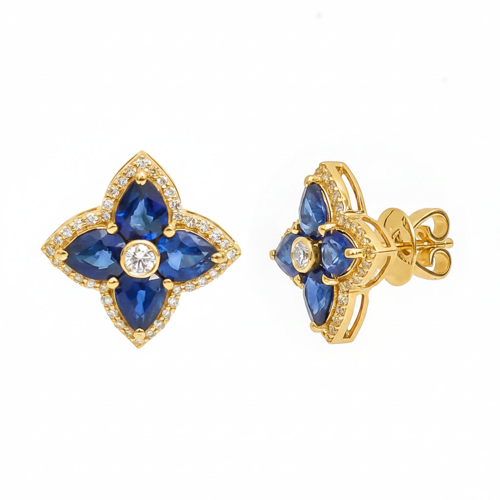 Blue Sapphire Diamond Earring