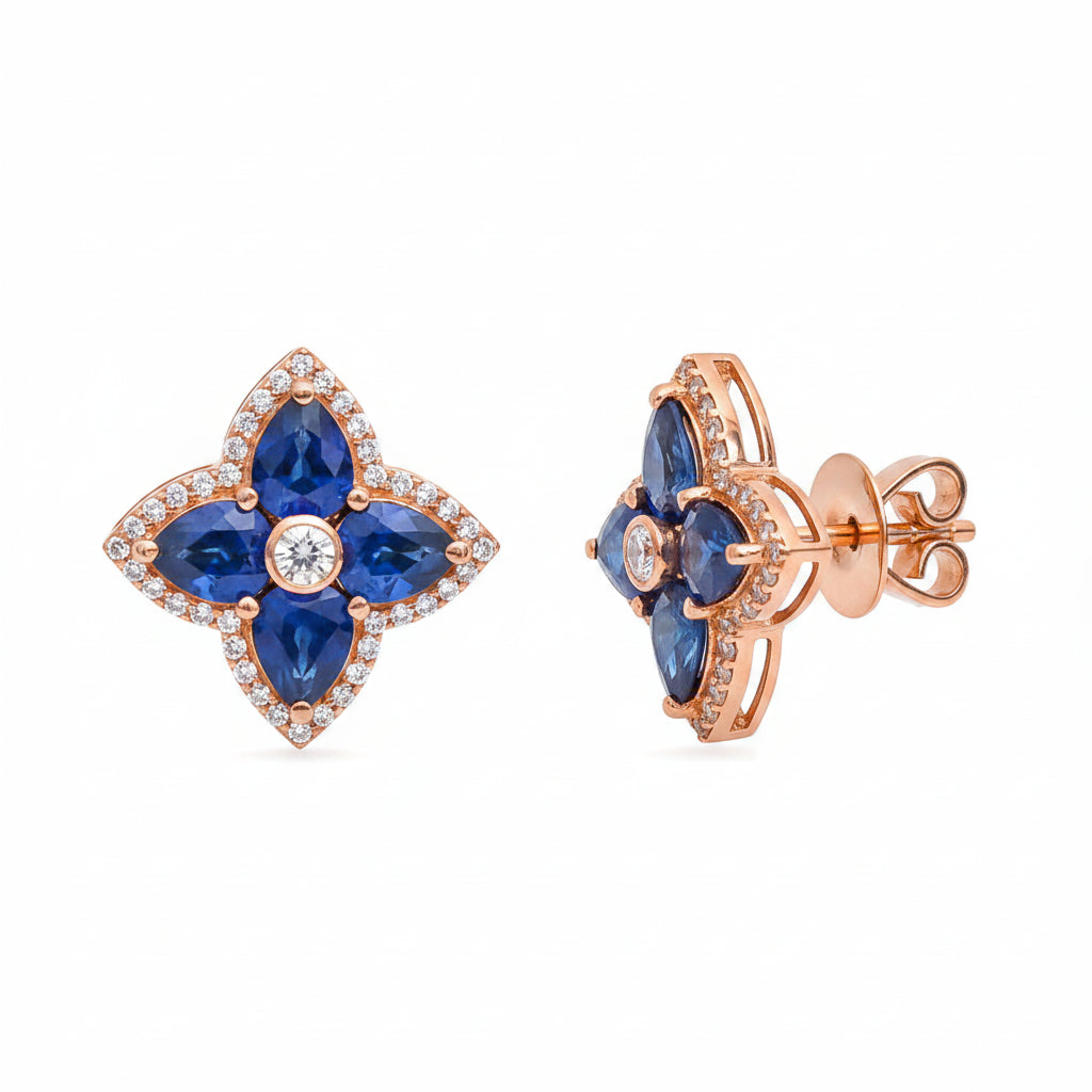 Blue Sapphire Diamond Earring