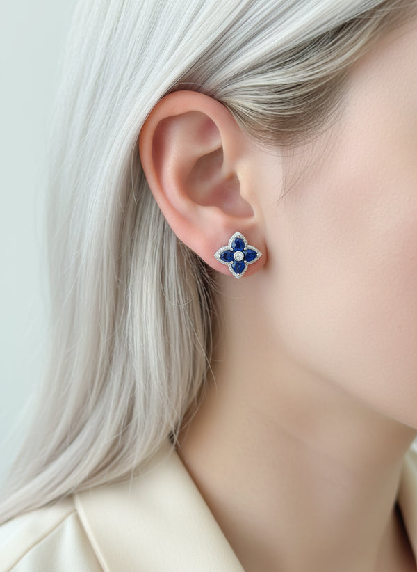 JPERG-3529/9460 Blue Sapphire Diamond Earring