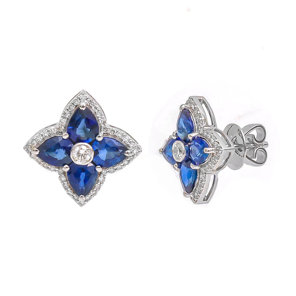 JPERG-3529/9460 Blue Sapphire Diamond Earring