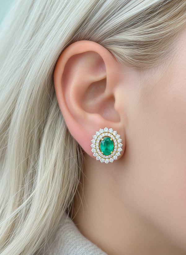 JPERG-3544/9547 Emerald Diamond Earring