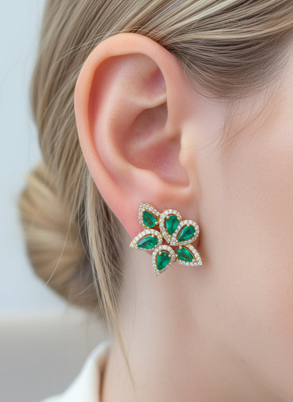 Emerald Diamond Earring