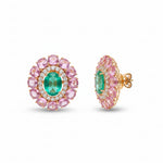 Pink Sapphire Emerald Diamond Earring