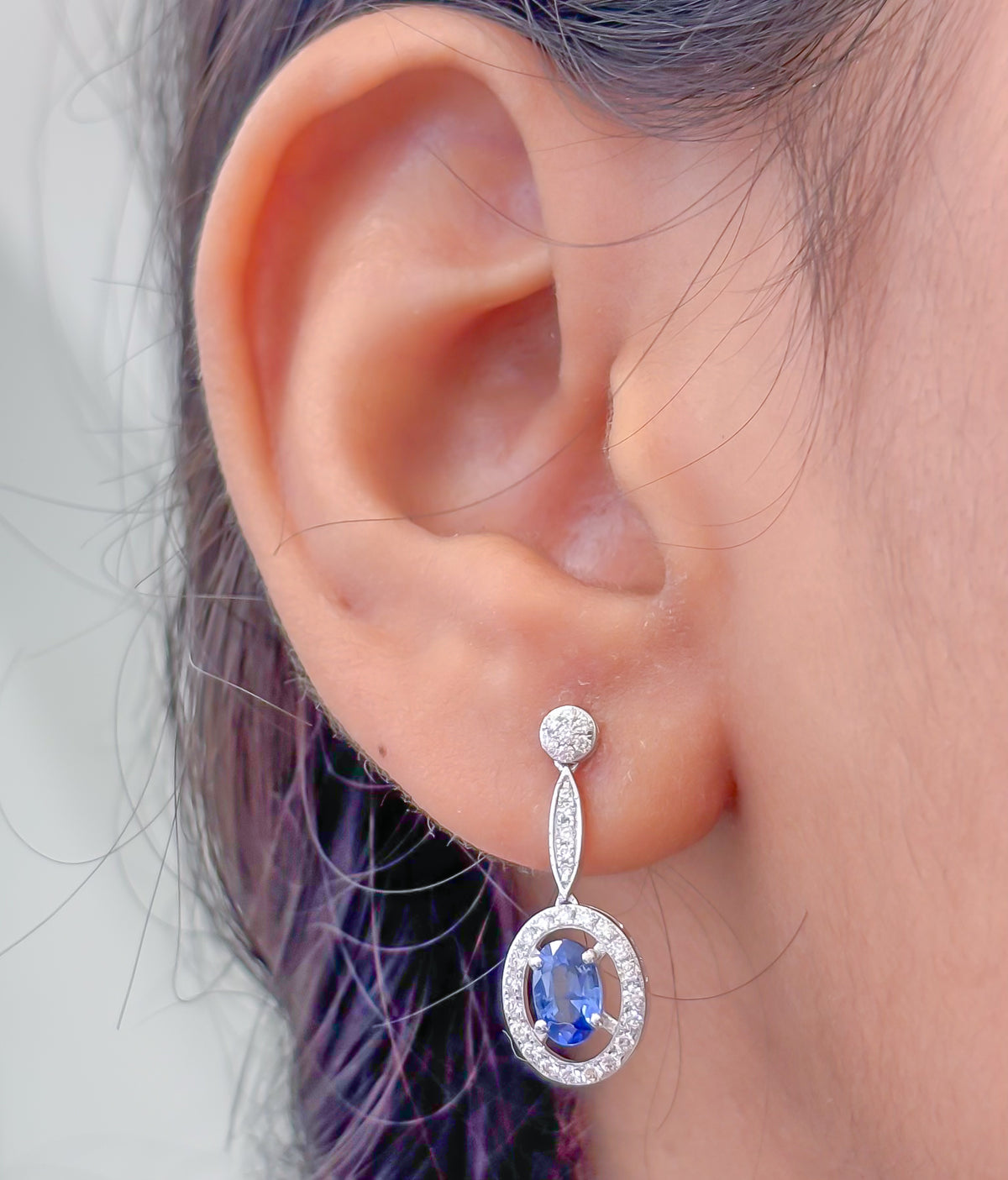 Blue Sapphire Diamond Earrings