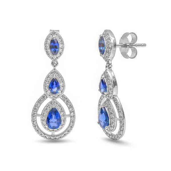Blue Sapphire Diamond Earrings