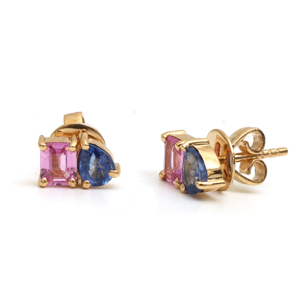 Blue Sapphire Pink Sapphire Earrings