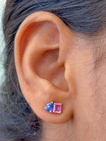 Pink Sapphire Blue Sapphire Earrings