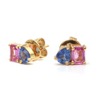 Pink Sapphire Blue Sapphire Earrings