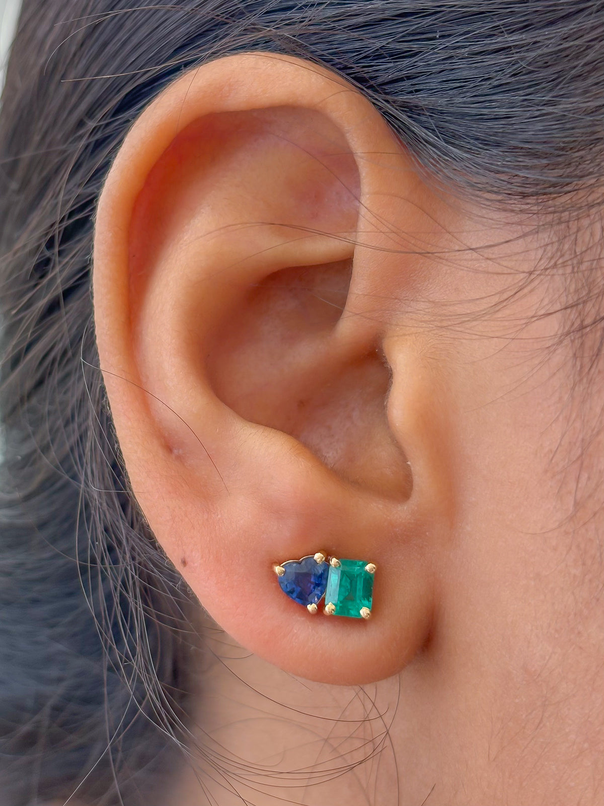 Emerald Blue Sapphire Earrings