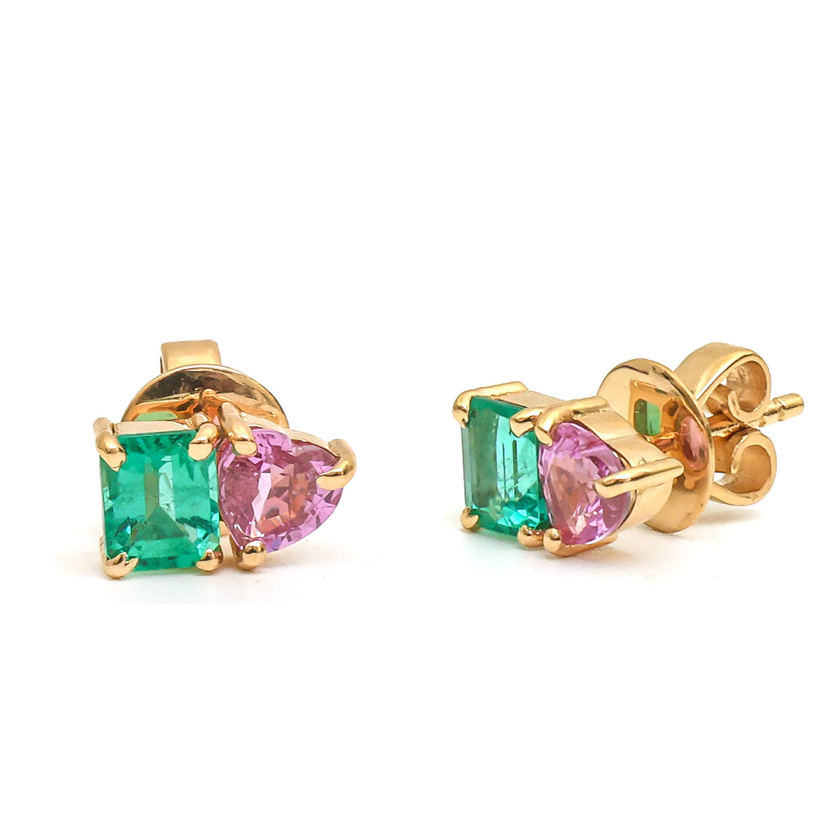 Emerald Pink Sapphire Earrings