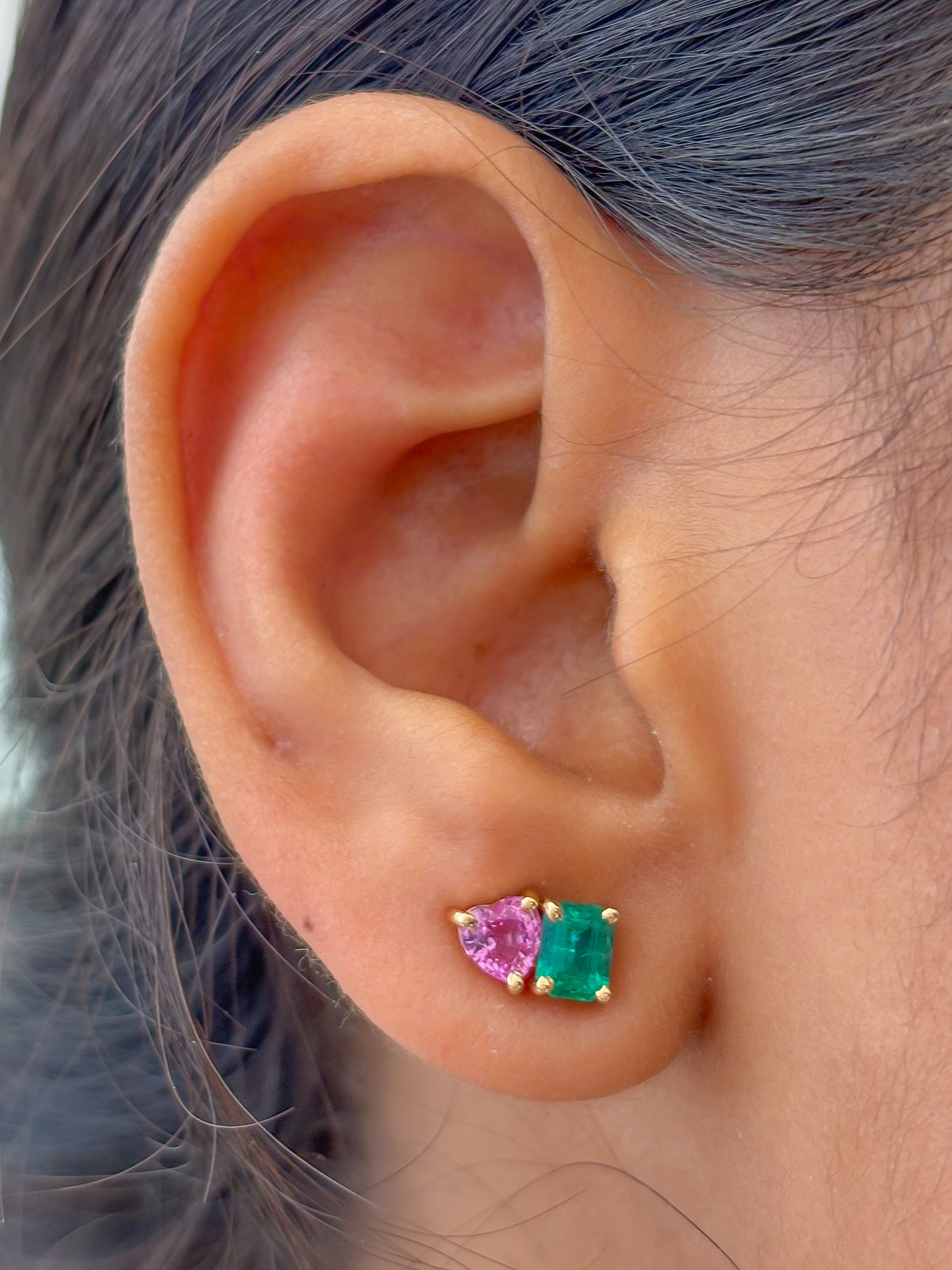 Emerald Pink Sapphire Earrings