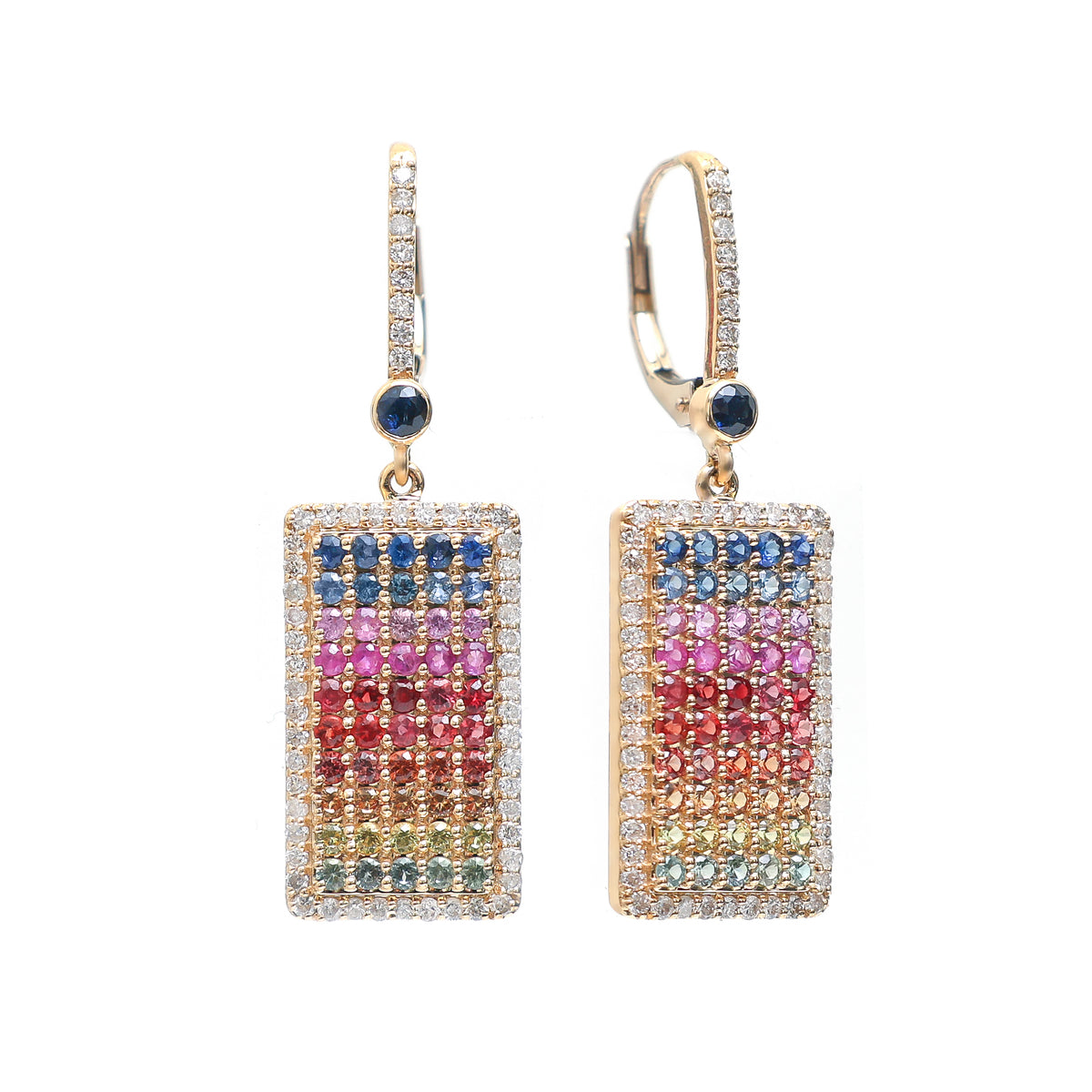 Rainbow Sapphire Diamond Earrings
