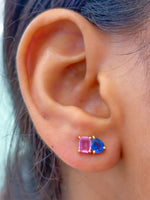 Blue Sapphire Pink Sapphire Earrings