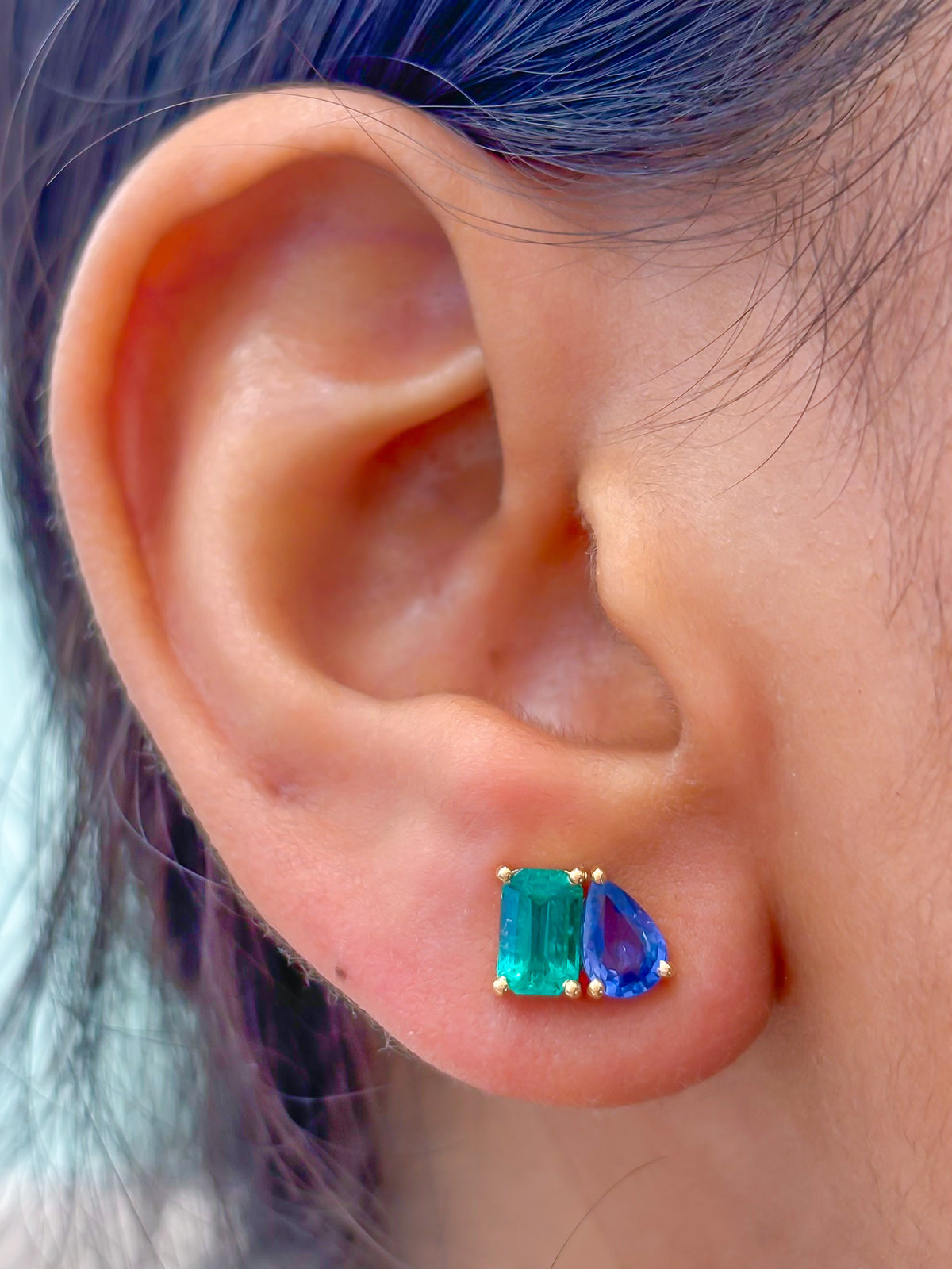 Emerald Blue Sapphire Earrings