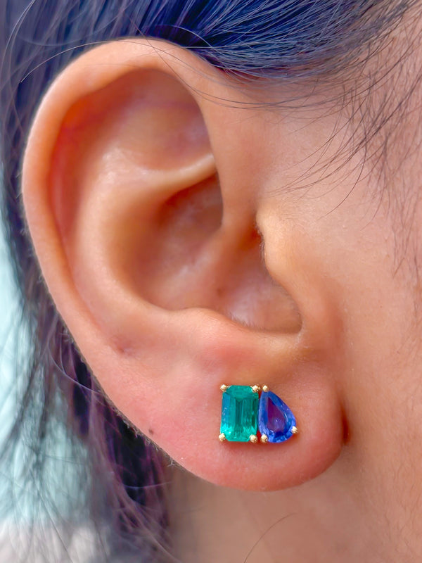 Emerald Blue Sapphire Earrings