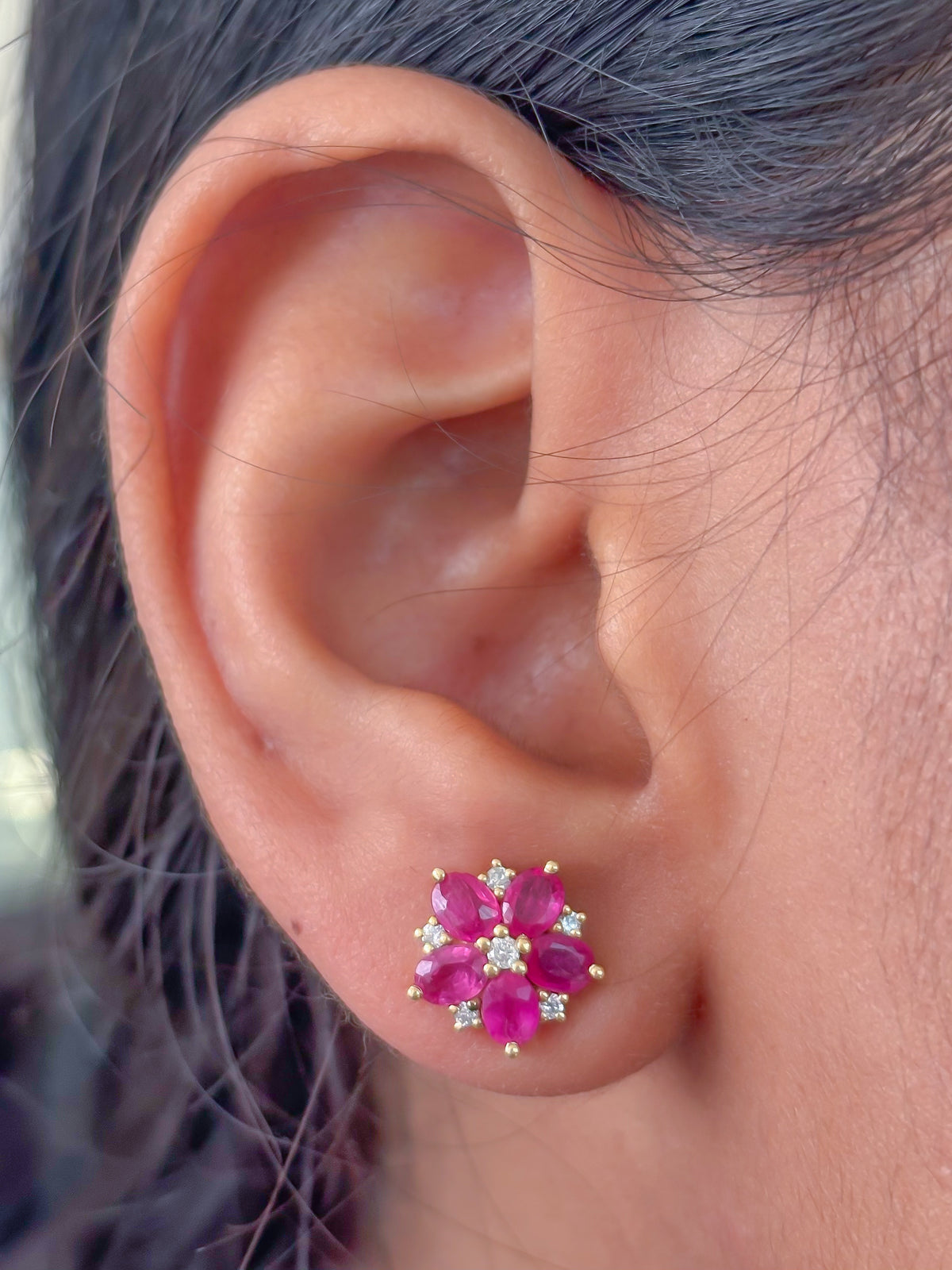 Ruby Diamond Earrings