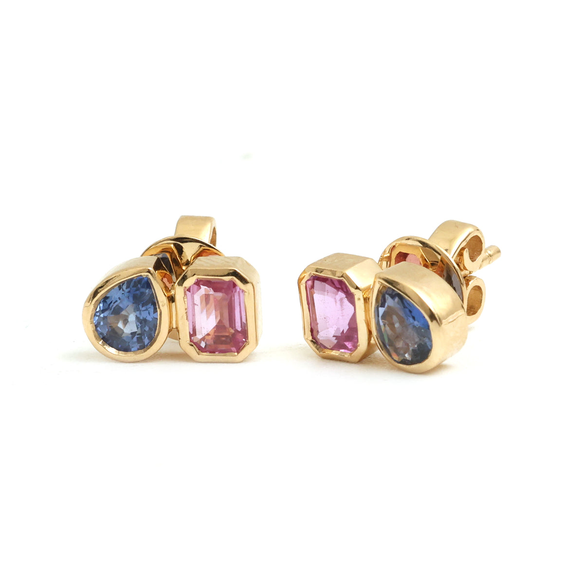 Blue Sapphire Pink Sapphire Earrings