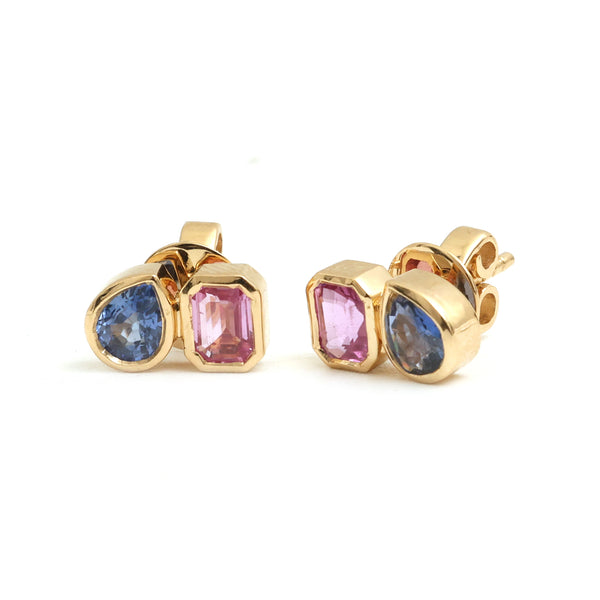 Blue Sapphire Pink Sapphire Earrings