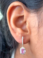 Pink Sapphire Diamond Earrings