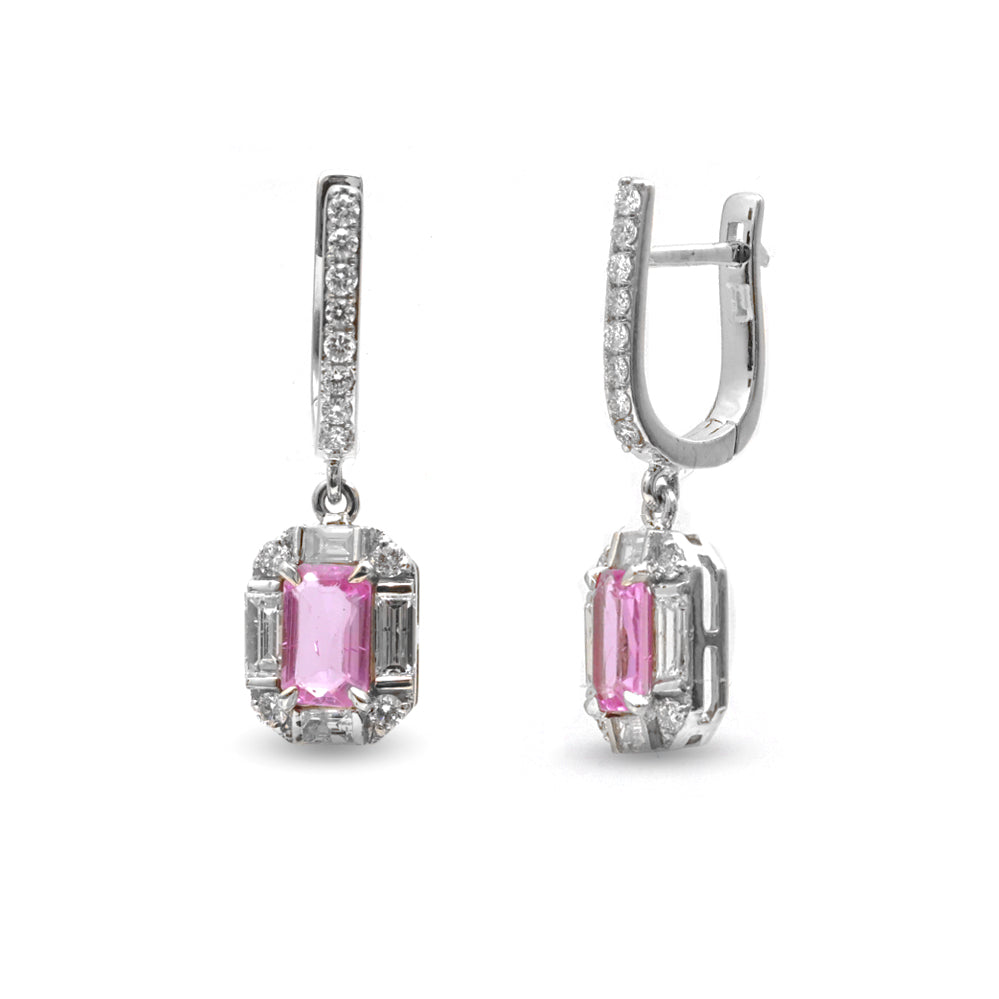 Pink Sapphire Diamond Earrings