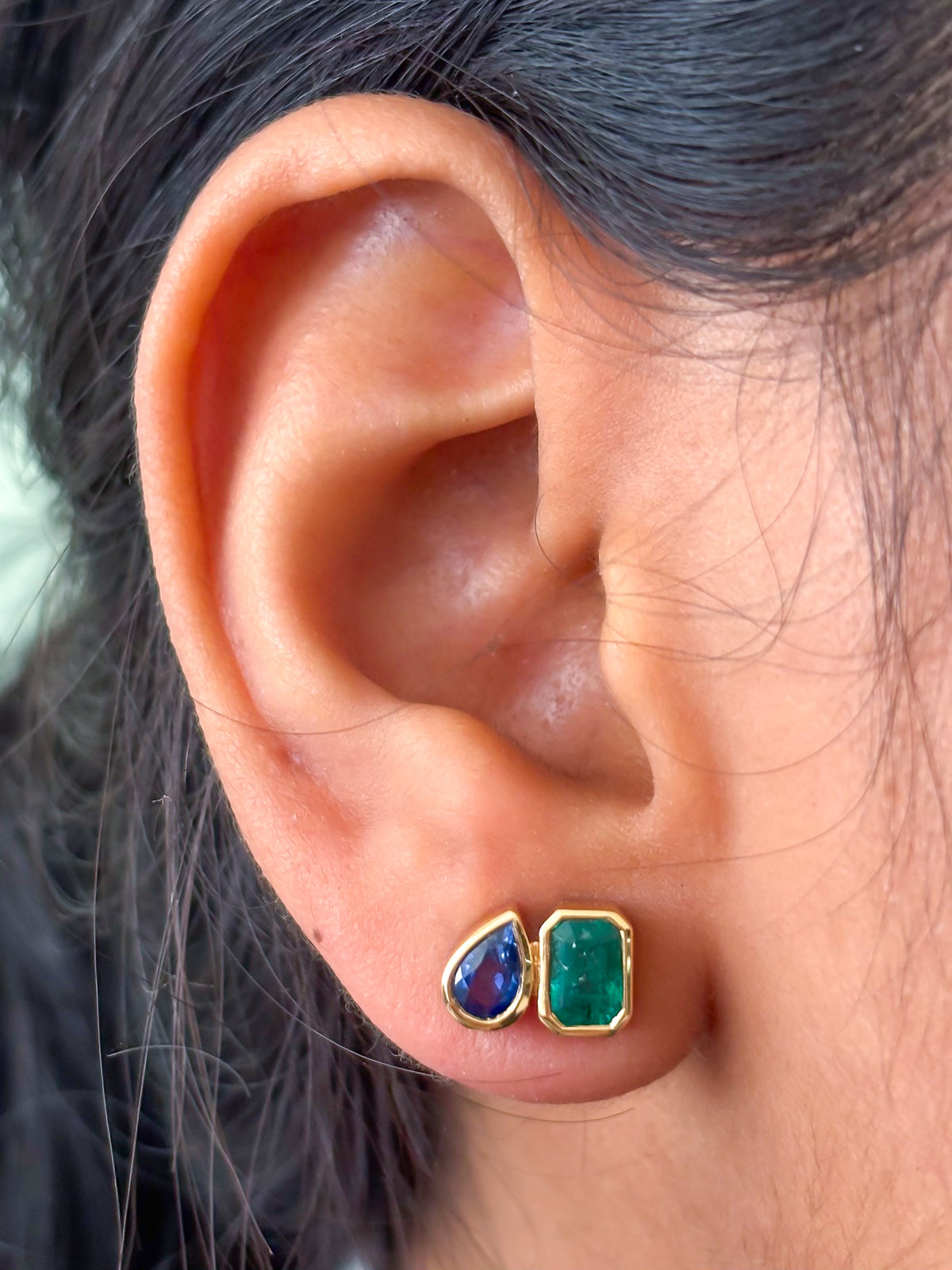 Emerald Blue Sapphire Earrings