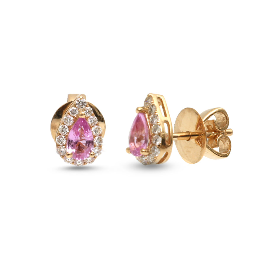 Pink Sapphire Diamond Earrings