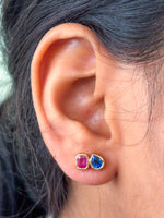 Blue Sapphire Pink Sapphire Earrings