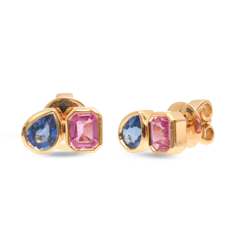 Blue Sapphire Pink Sapphire Earrings