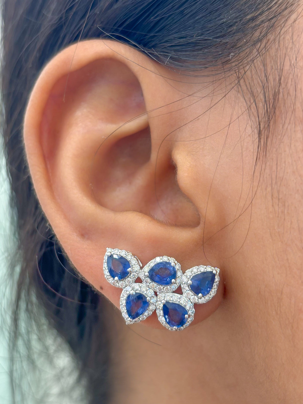 Blue Sapphire Diamond Earrings