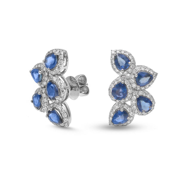 Blue Sapphire Diamond Earrings