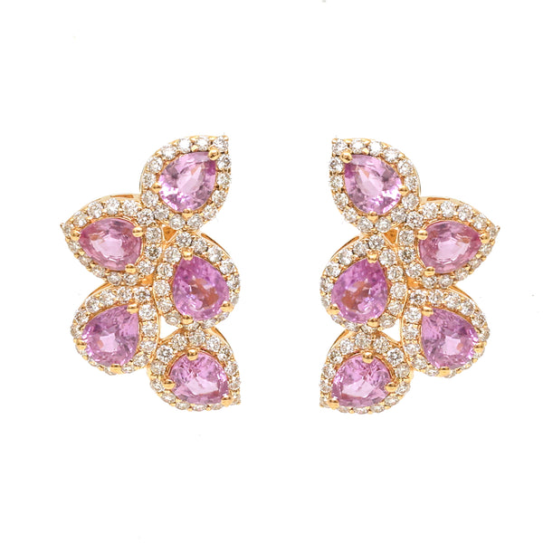 Pink Sapphire Diamond Earrings