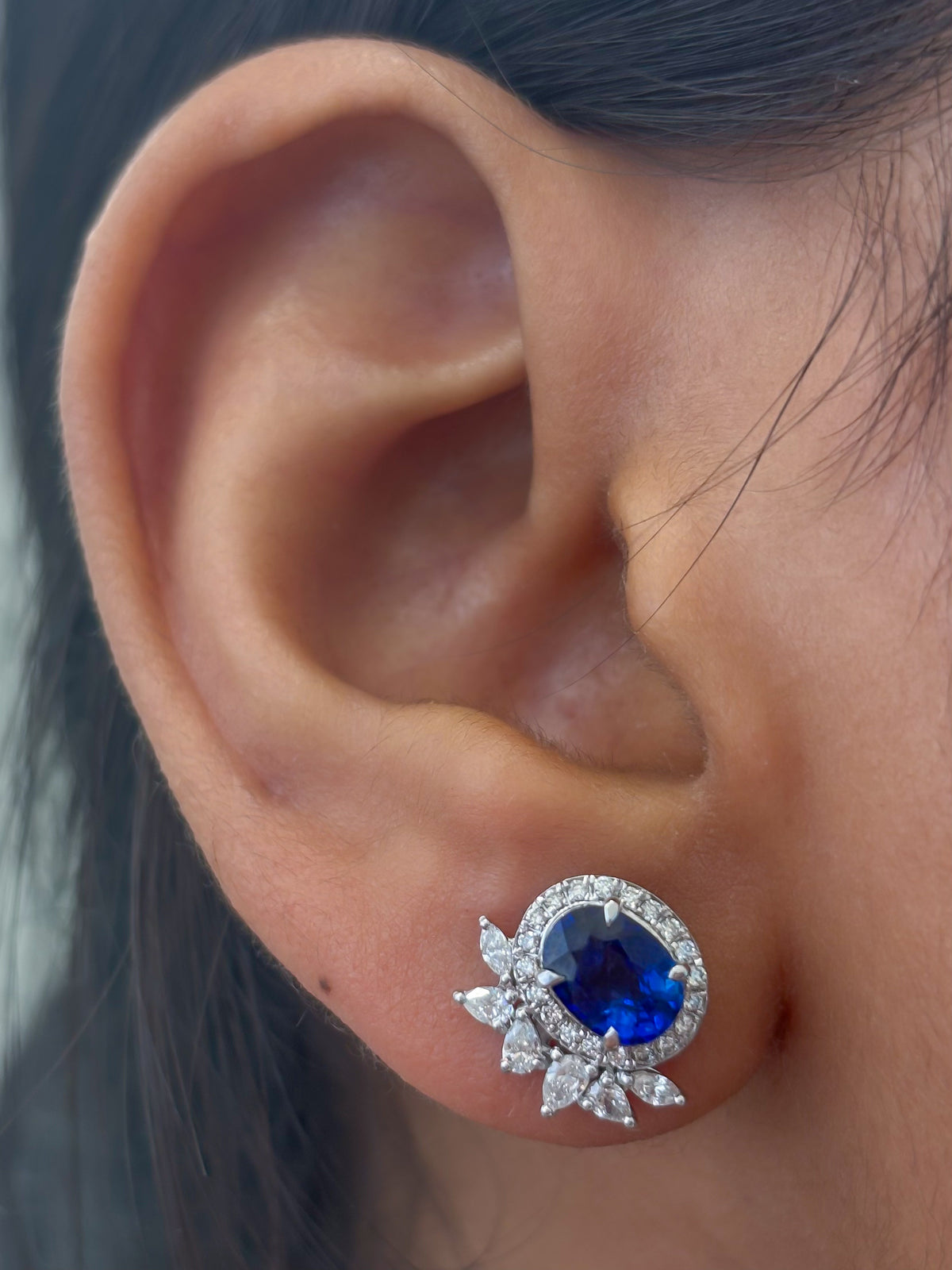 Blue Sapphire Diamond Earrings