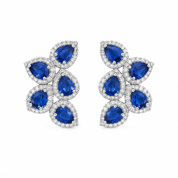 Blue Sapphire Diamond Earrings