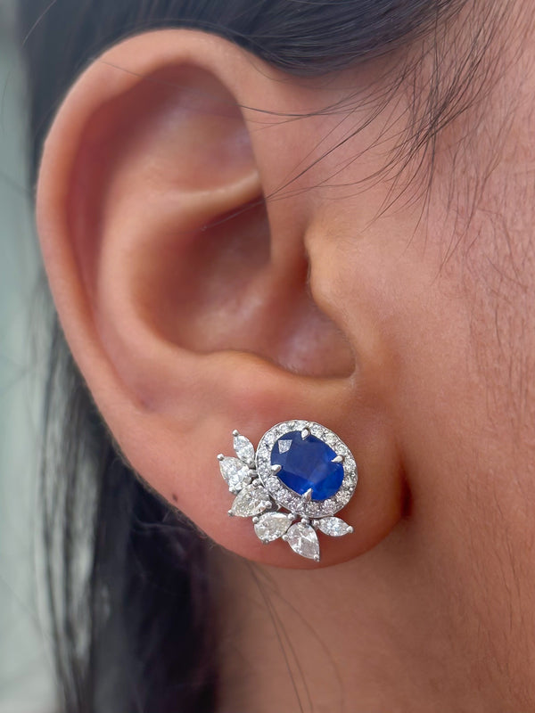 Blue Sapphire Diamond Earrings