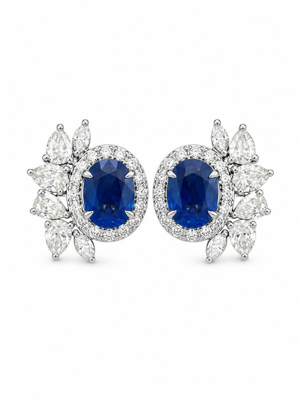 Blue Sapphire Diamond Earrings