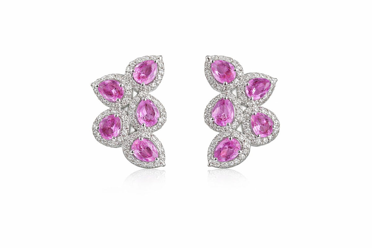Pink Sapphire Diamond Earrings